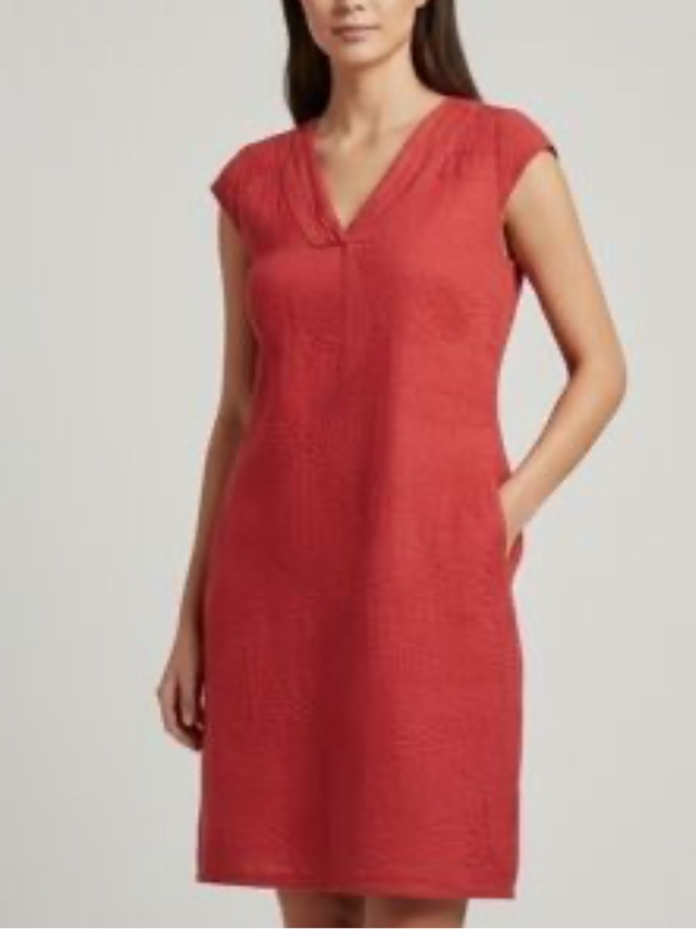 Lina Tomei Red linen embroidered floral sleeveless dress size Small